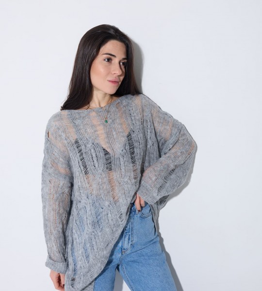 Светр Soft Grid Сірий | Showroom By Nona — зображення 2